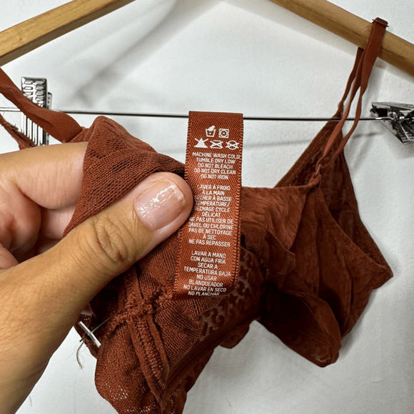 Skims Mesh Logo Bralette Saffron Semi Sheer Wireless Womens size XL - Picture 7 of 7